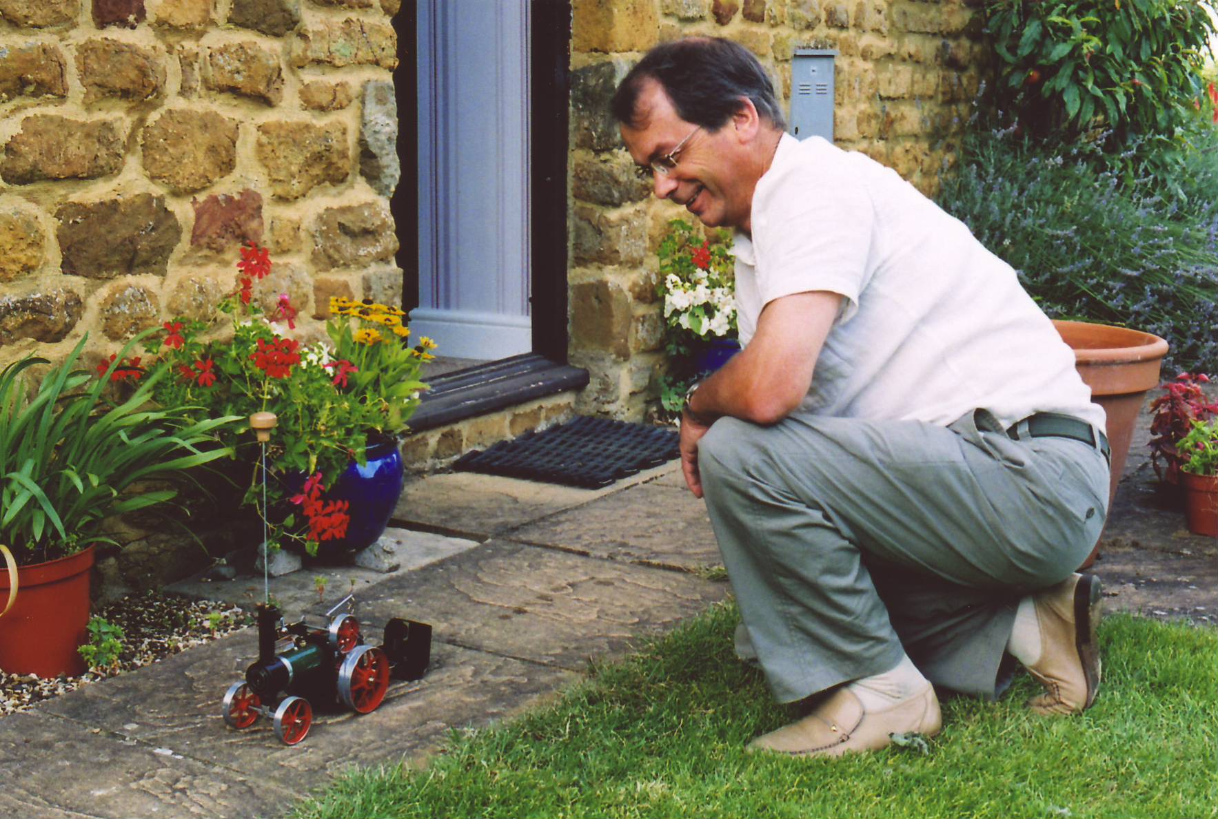 Dad playing with his birthday present