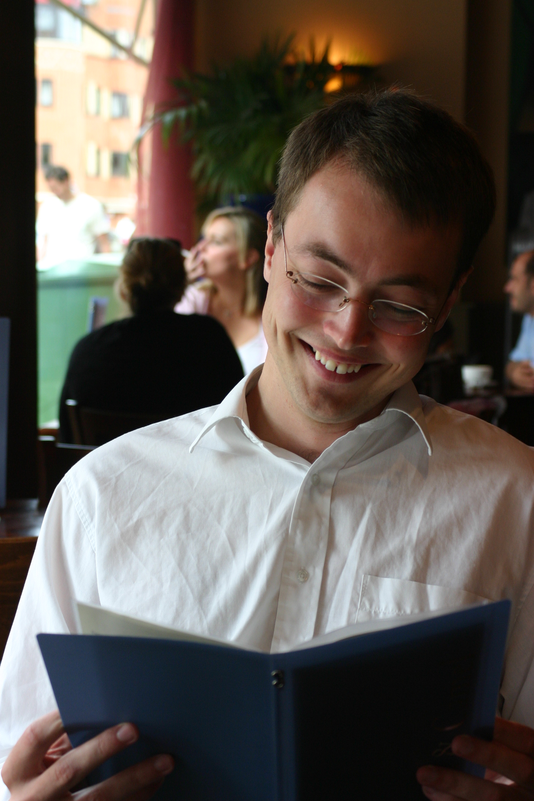 Bob discovers something amusing on the menu